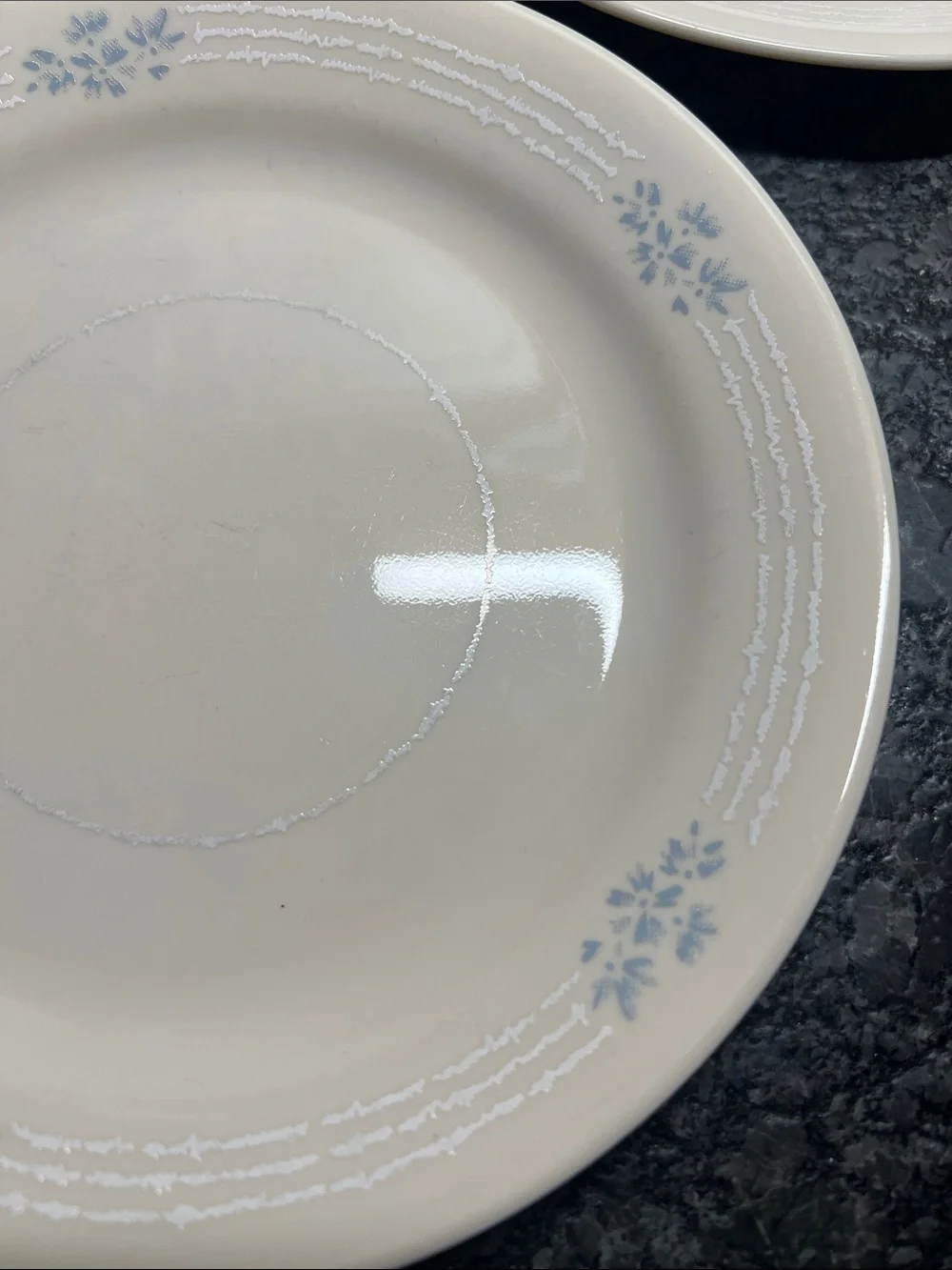 Corelle Lace Bouquet White Salad Plate with Light Blue Floral Trim set of 3